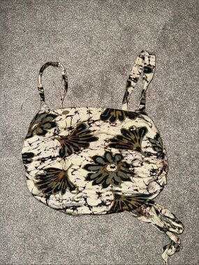Free People Cream Floral Tie-Back Top